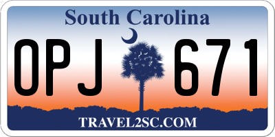 SC license plate OPJ671