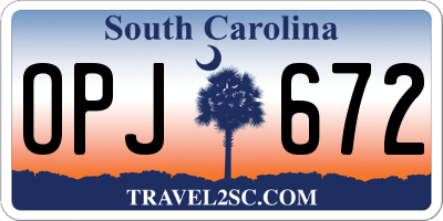 SC license plate OPJ672