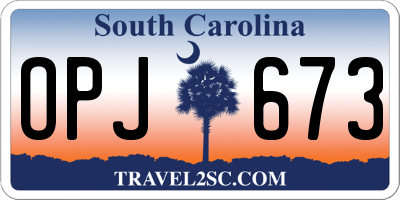 SC license plate OPJ673