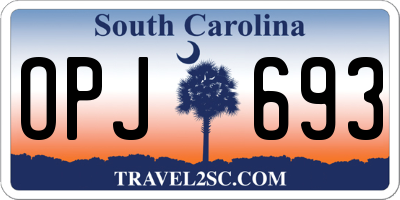 SC license plate OPJ693