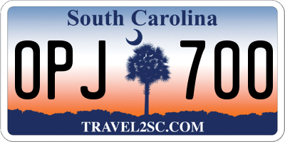 SC license plate OPJ700