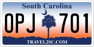 SC license plate OPJ701