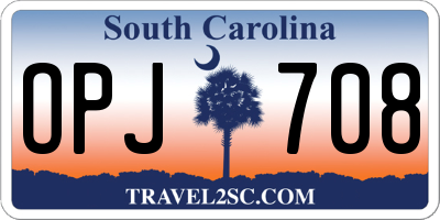 SC license plate OPJ708