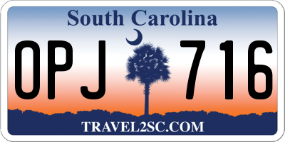 SC license plate OPJ716