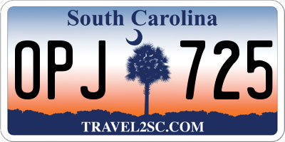 SC license plate OPJ725