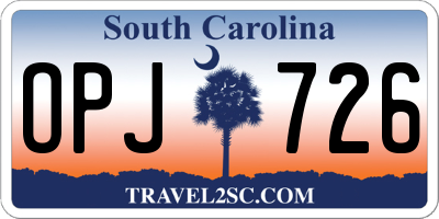 SC license plate OPJ726