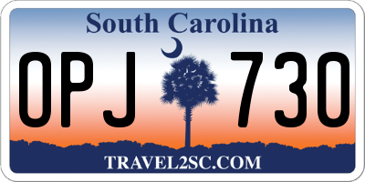 SC license plate OPJ730