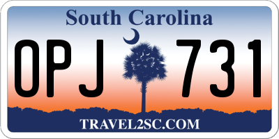 SC license plate OPJ731