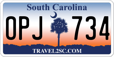 SC license plate OPJ734