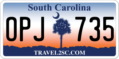 SC license plate OPJ735