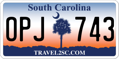 SC license plate OPJ743