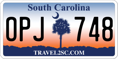 SC license plate OPJ748
