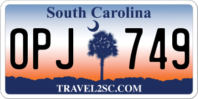 SC license plate OPJ749