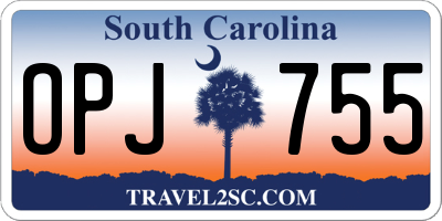 SC license plate OPJ755