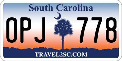 SC license plate OPJ778