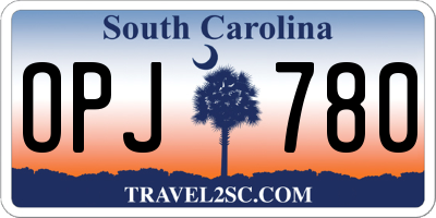 SC license plate OPJ780