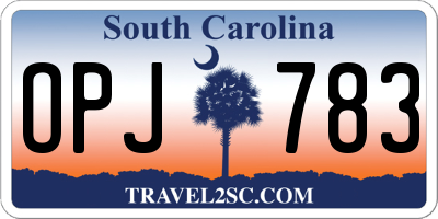 SC license plate OPJ783