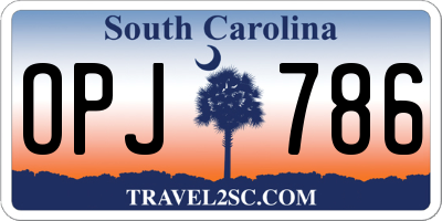 SC license plate OPJ786