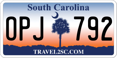 SC license plate OPJ792