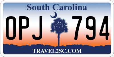 SC license plate OPJ794