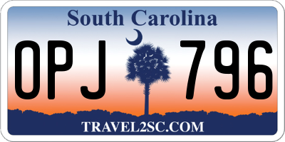 SC license plate OPJ796