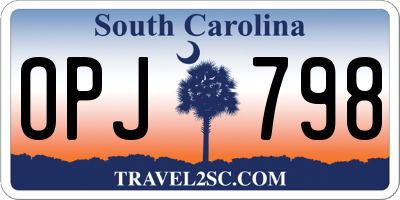 SC license plate OPJ798