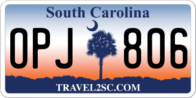 SC license plate OPJ806