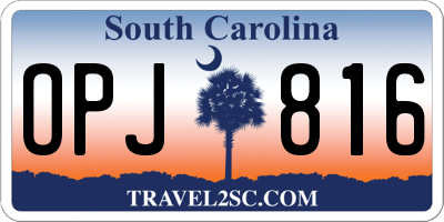 SC license plate OPJ816