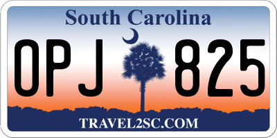 SC license plate OPJ825
