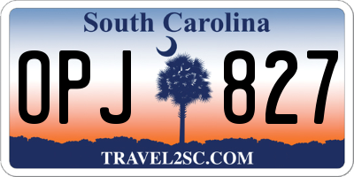 SC license plate OPJ827