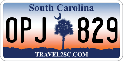 SC license plate OPJ829