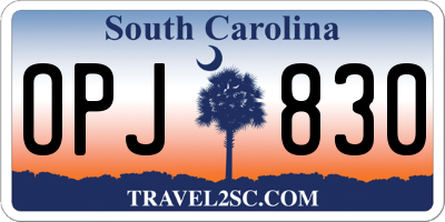 SC license plate OPJ830