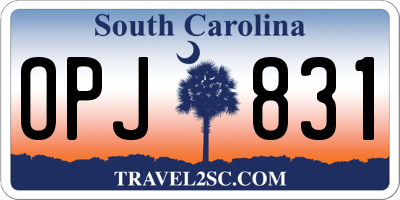 SC license plate OPJ831