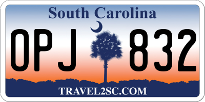 SC license plate OPJ832