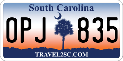SC license plate OPJ835