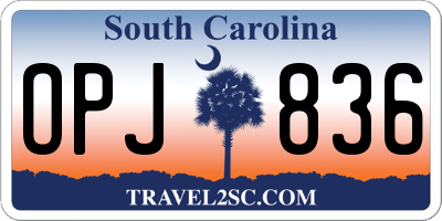 SC license plate OPJ836