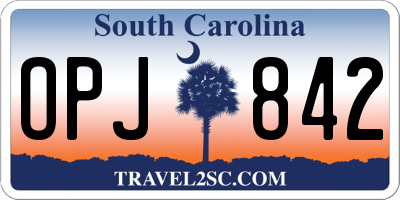 SC license plate OPJ842
