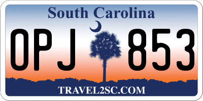 SC license plate OPJ853