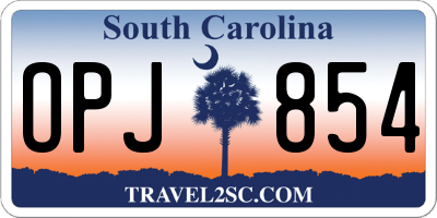 SC license plate OPJ854