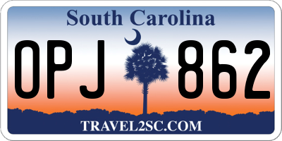 SC license plate OPJ862