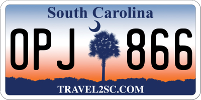 SC license plate OPJ866