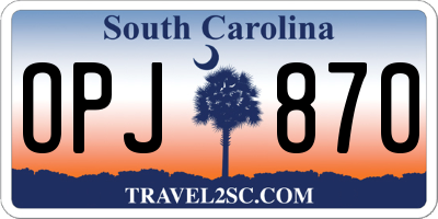 SC license plate OPJ870