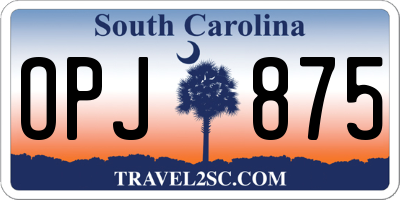 SC license plate OPJ875