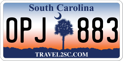 SC license plate OPJ883