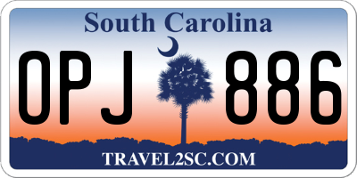 SC license plate OPJ886