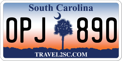 SC license plate OPJ890