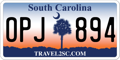 SC license plate OPJ894