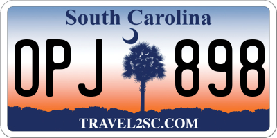 SC license plate OPJ898