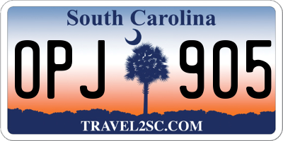 SC license plate OPJ905