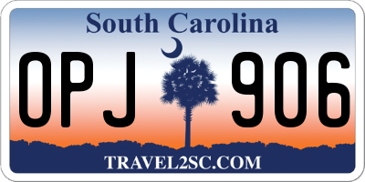 SC license plate OPJ906